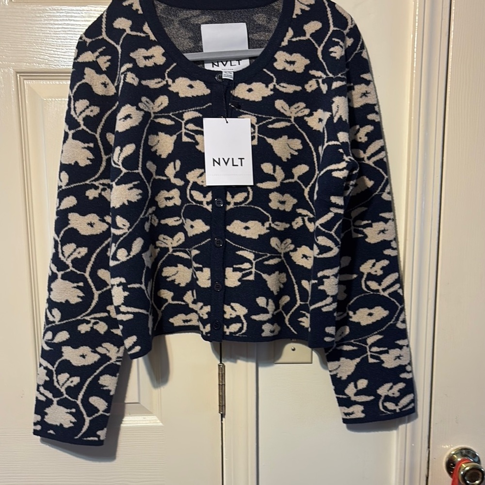 NYLT Navy Floral Cardigan by Anthropologie